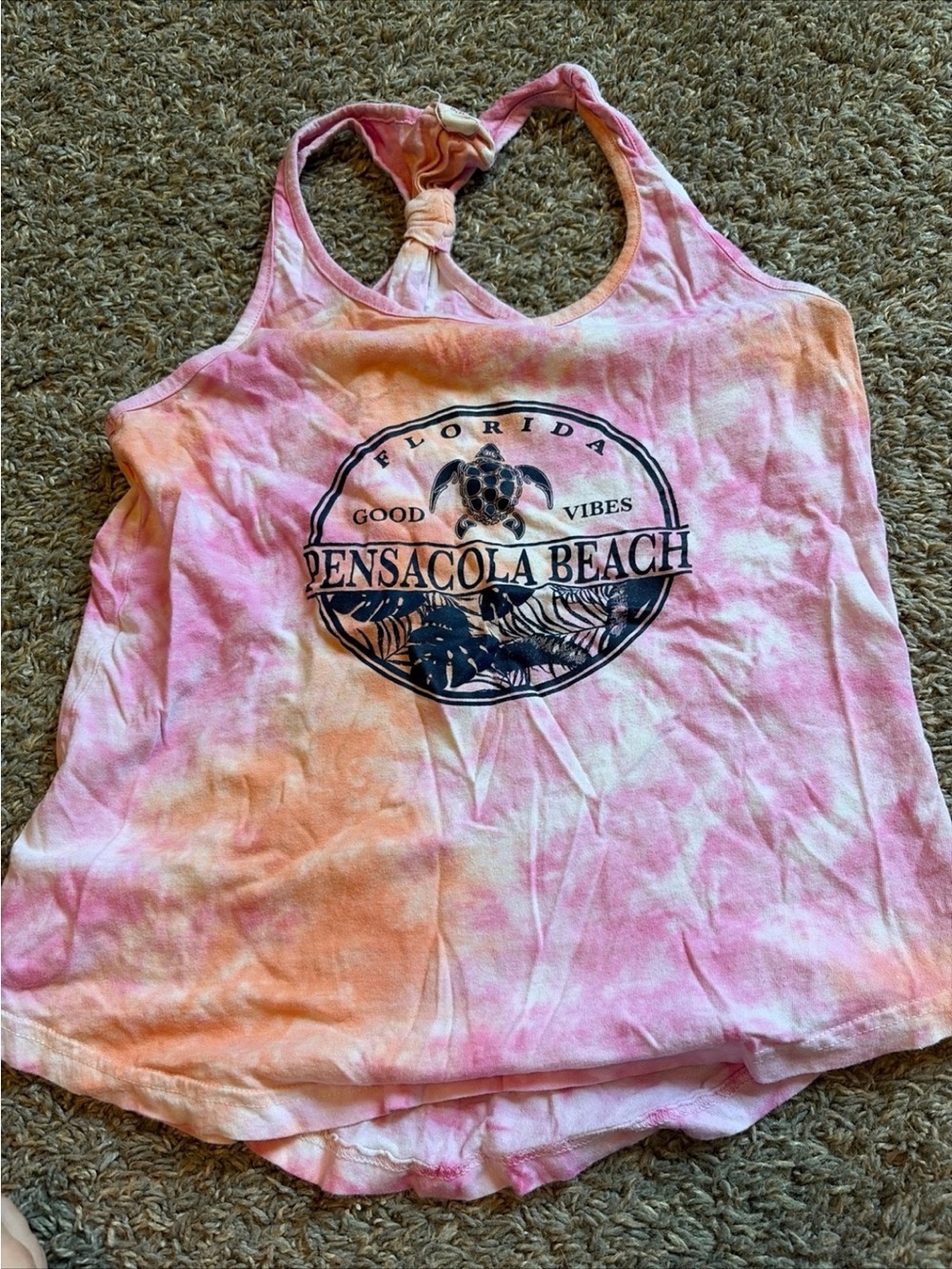 Pensacola Beach Pink Tie-Dye Racerback Tank Top